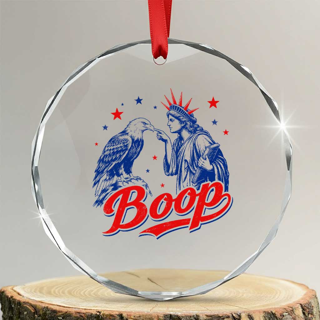 Boop Statue of Liberty and Eagle 4th of July Crystal Glass Ornament