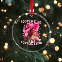 Boots and Bling Its A Cowgirl Thing Western Cowgirl Crystal Glass Ornament