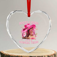 Boots and Bling Its A Cowgirl Thing Western Cowgirl Heart Crystal Glass Ornament