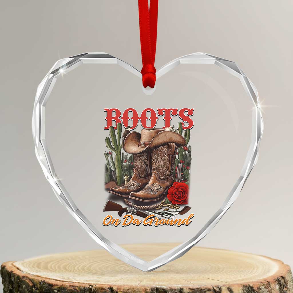 Boots On The Ground Heart Crystal Glass Ornament Cowgirl Line Dance Western Cowboy - Wonder Print Shop