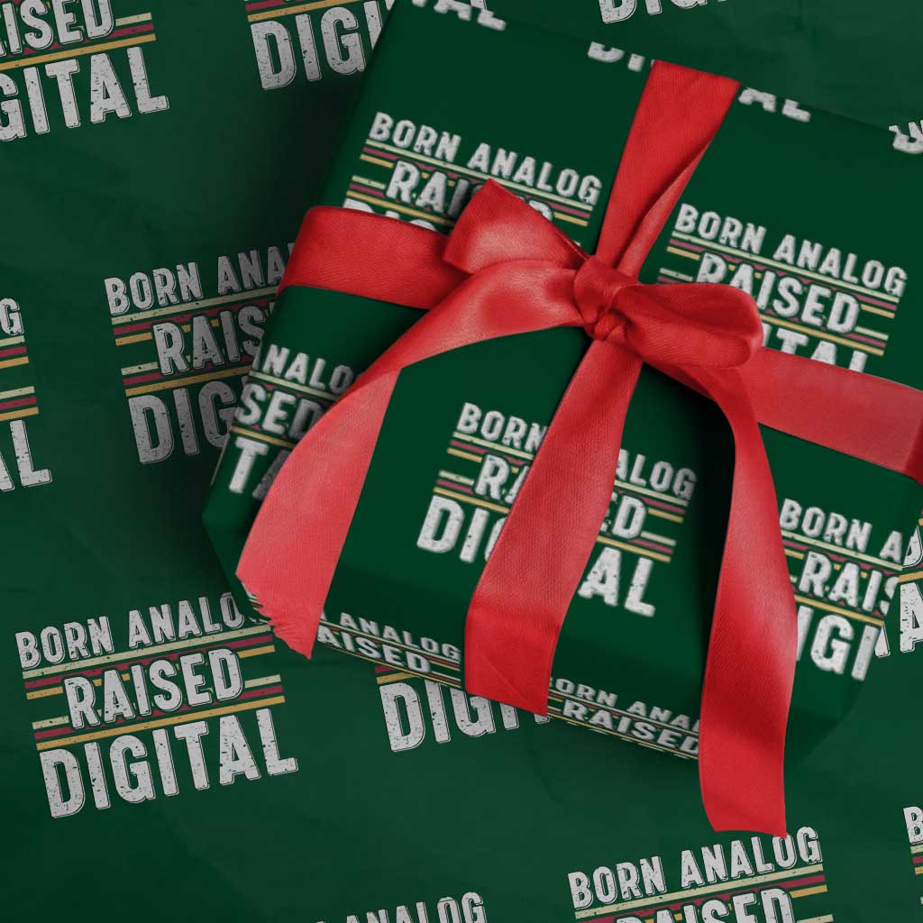 Born Analog Raised Digital Wrapping Paper Roll Vintage Sunset Retro Tech Graphic TS02