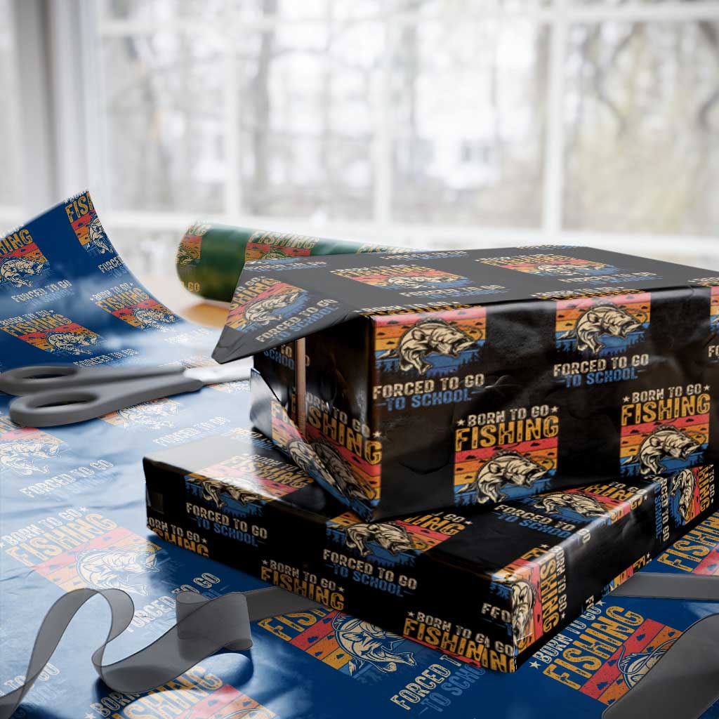 Born to Go Fishing Forced School Wrapping Paper Roll Funny Fishing Fisherman Kids Boys - Wonder Print Shop