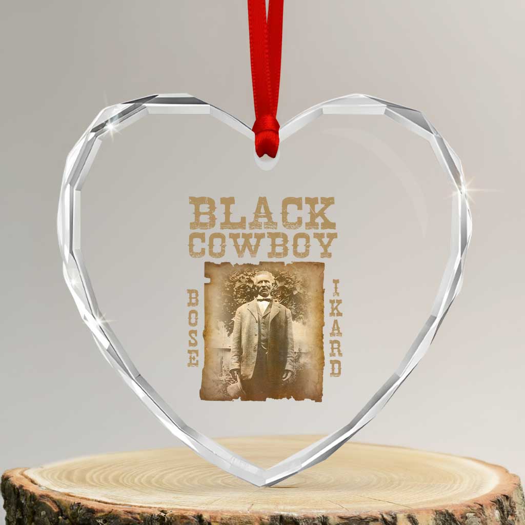 Bose Ikard Heart Crystal Glass Ornament Black Cowboy Western Legend Vintage - Wonder Print Shop