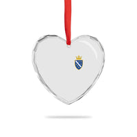 Bosnia and Herzegovina Flag Emblem with Crown Heart Crystal Glass Ornament