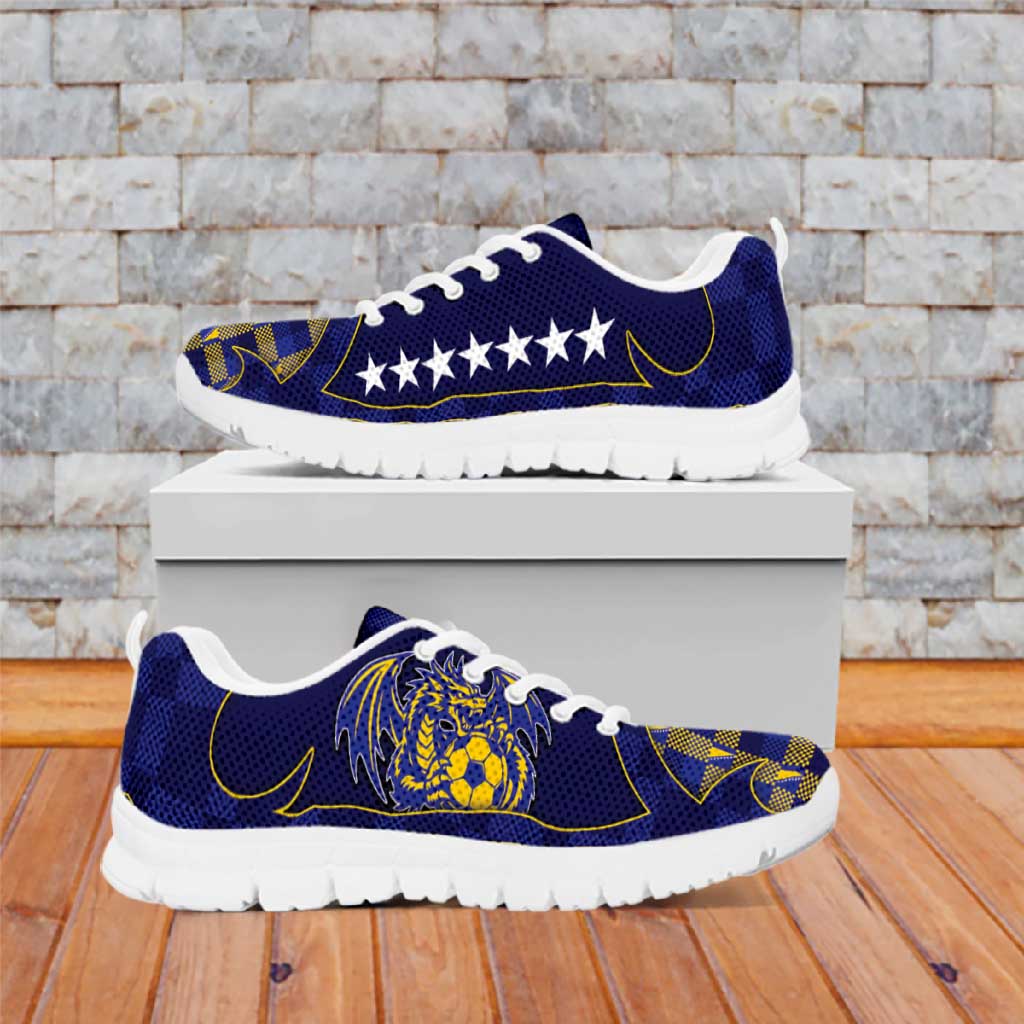 Bosnia And Herzegovina Football Sneakers Fierce Dragon With National Stars And Checker Patterns