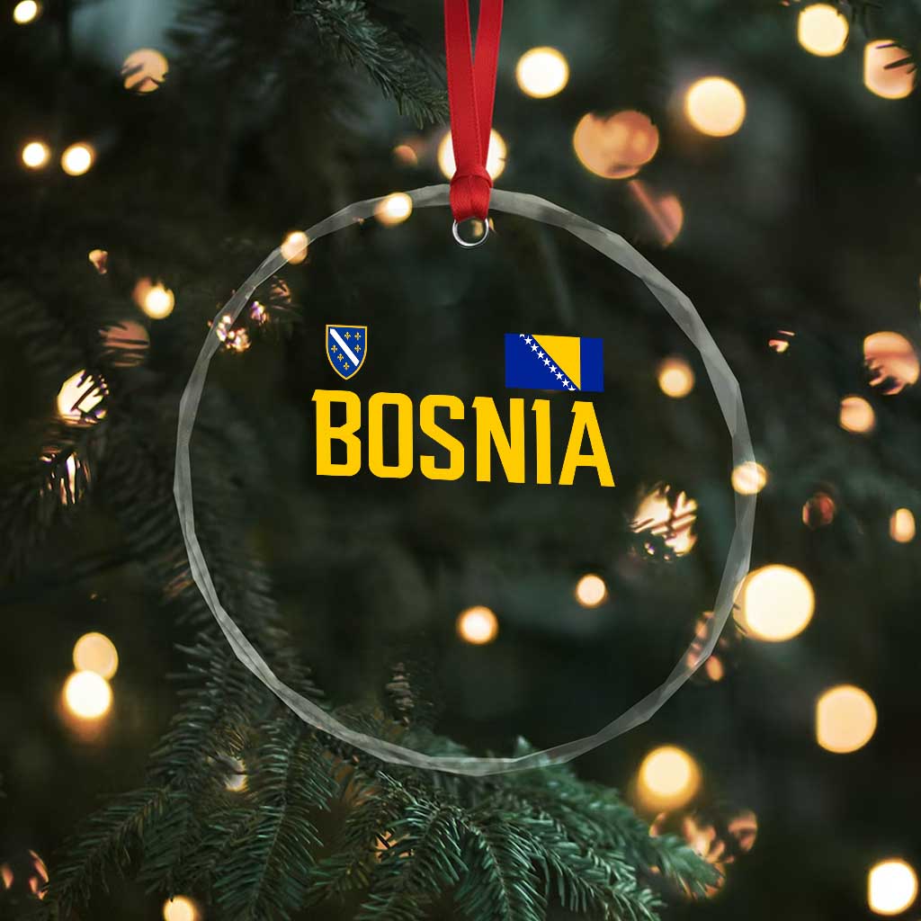Bosnia and Herzegovina Pride Crystal Glass Ornament BiH Bosnian Flag Souvenirs