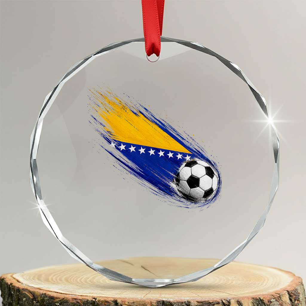 Bosnia and Herzegovina Soccer Lover Bosnian Flag Crystal Glass Ornament