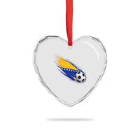 Bosnia and Herzegovina Soccer Lover Bosnian Flag Heart Crystal Glass Ornament