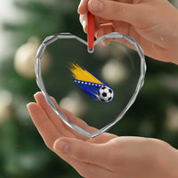 Bosnia and Herzegovina Soccer Lover Bosnian Flag Heart Crystal Glass Ornament