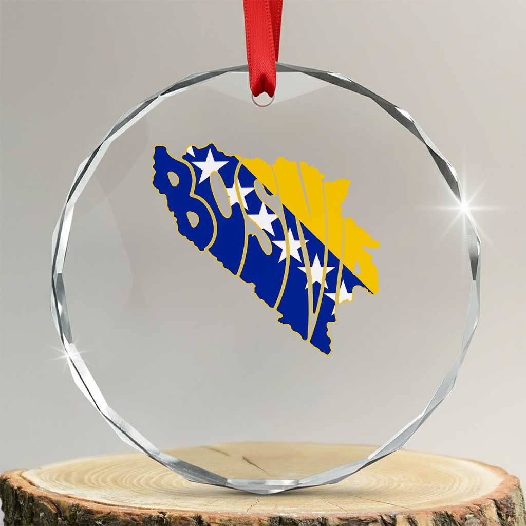 Bosnia And Herzegovina Word Art Map Crystal Glass Ornament Bosnian Pride Gift