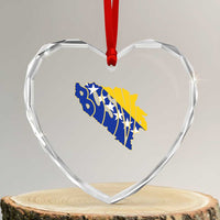 Bosnia And Herzegovina Word Art Map Heart Crystal Glass Ornament Bosnian Pride Gift