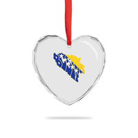 Bosnia And Herzegovina Word Art Map Heart Crystal Glass Ornament Bosnian Pride Gift