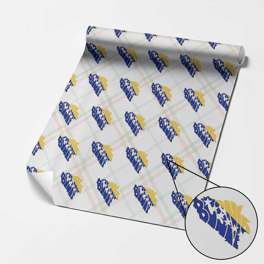 Bosnia And Herzegovina Word Art Map Wrapping Paper Roll Bosnian Pride Gift