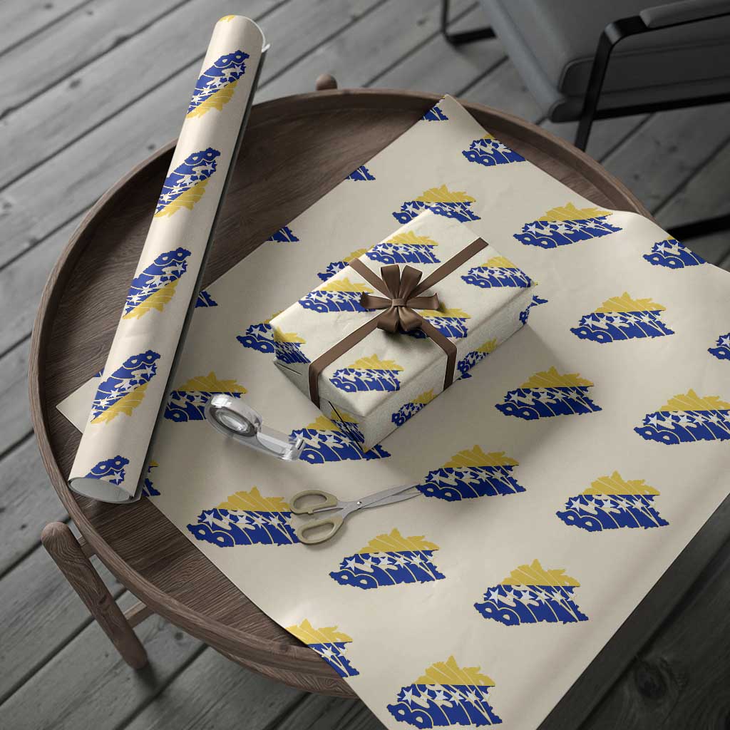Bosnia And Herzegovina Word Art Map Wrapping Paper Roll Bosnian Pride Gift
