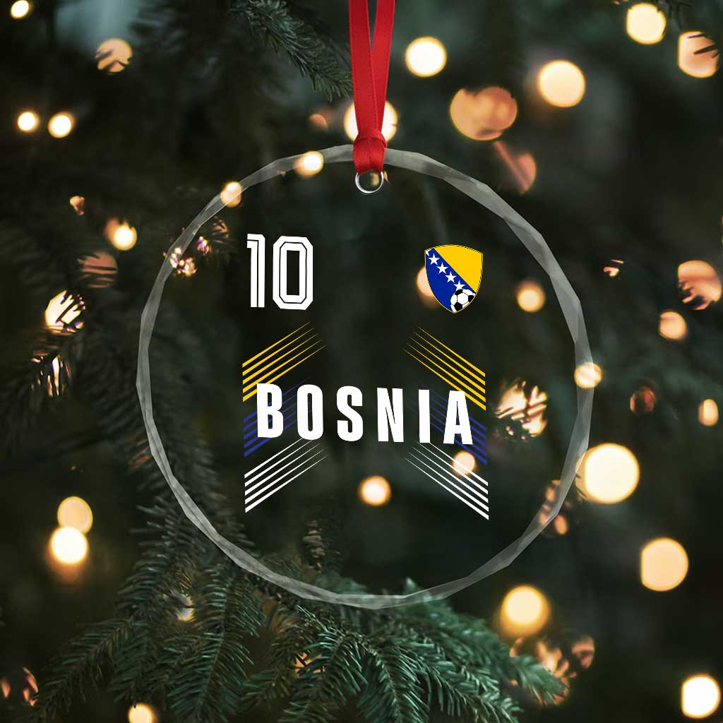 Bosnia Herzegovina Soccer Sports Graphic Number 10 Jersey Style Crystal Glass Ornament Proud Bosnian Football Fans Game Day Pride
