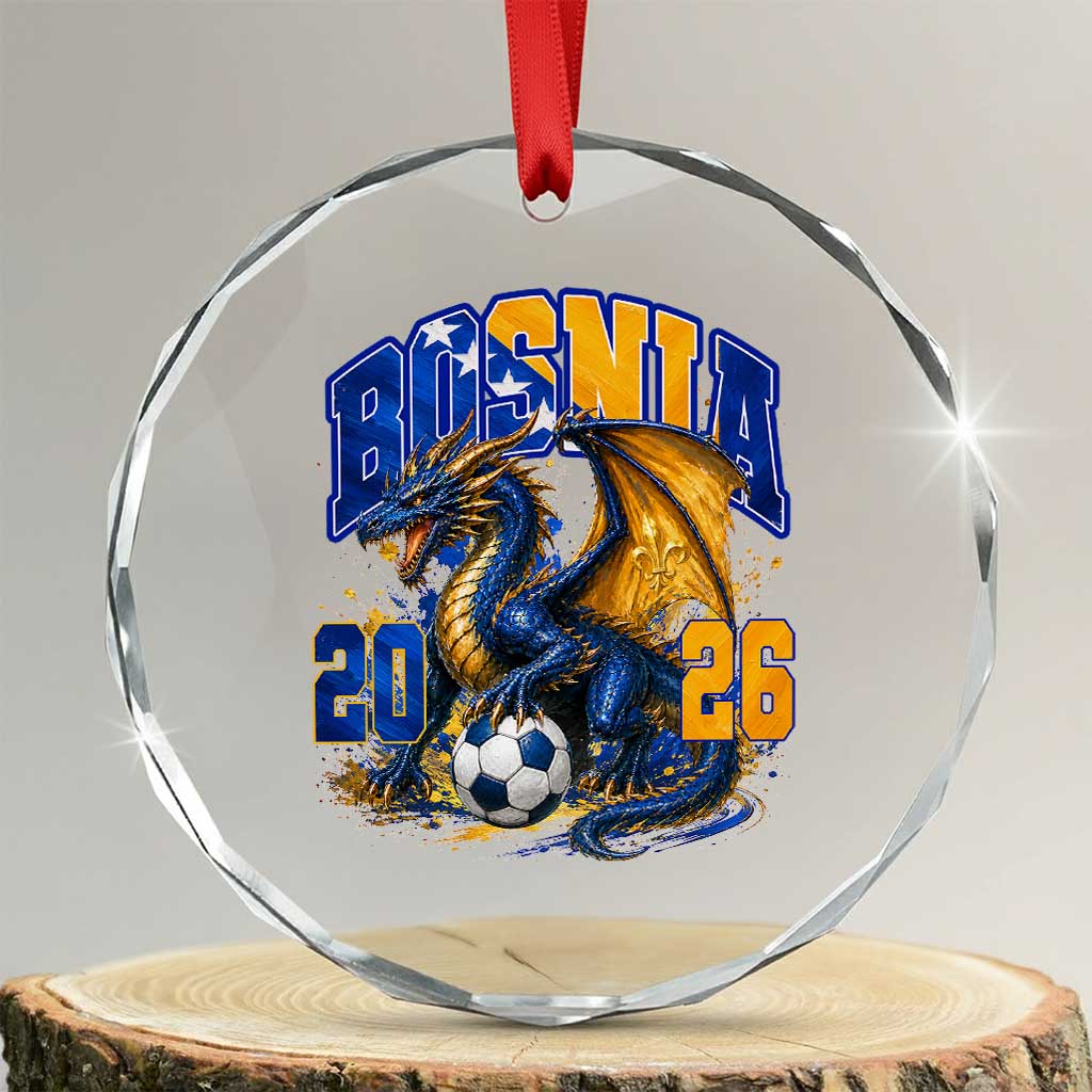 Bosnian Dragon Fudbal Fan Crystal Glass Ornament Bosnia And Herzegovina Pride