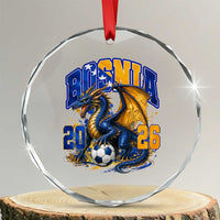 Bosnian Dragon Fudbal Fan Crystal Glass Ornament Bosnia And Herzegovina Pride
