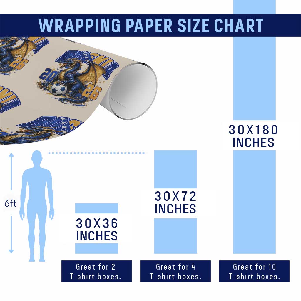 Bosnian Dragon Fudbal Fan Wrapping Paper Roll Bosnia And Herzegovina Pride