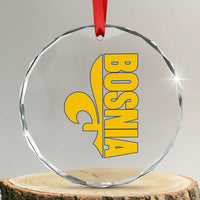 Bosnian Fleur De Lis Flag Crystal Glass Ornament Proud Bosnia Heritage Gift