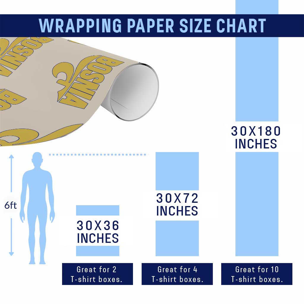 Bosnian Fleur De Lis Flag Wrapping Paper Roll Proud Bosnia Heritage Gift