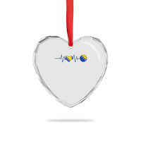 Bosnian Fudbal Heartbeat Heart Crystal Glass Ornament Bosnia And Herzegovina Soccer Fan Gift