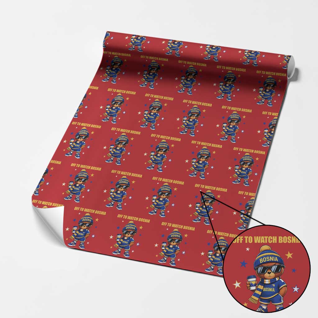 Bosnian Teddy Bear Fudbal Fan Wrapping Paper Roll Off To Watch Bosnia