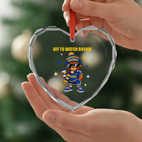 Bosnian Teddy Bear Fudbal Fan Heart Crystal Glass Ornament Off To Watch Bosnia