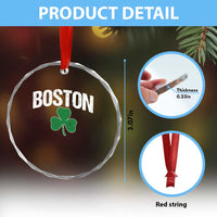Boston Crystal Glass Ornament St Patricks Day Irish Green Shamrock Massachusetts