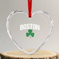 Boston Heart Crystal Glass Ornament St Patricks Day Irish Green Shamrock Massachusetts