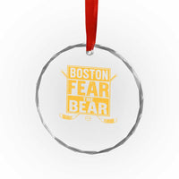 Boston Ice Hockey Crystal Glass Ornament Fear The Bear