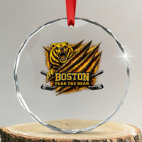 Boston Ice Hockey Crystal Glass Ornament Retro Fear The Bear Funny Sarcastic Saying