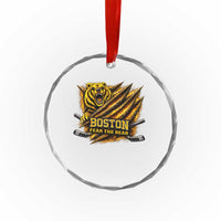Boston Ice Hockey Crystal Glass Ornament Retro Fear The Bear Funny Sarcastic Saying