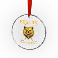 Boston Ice Hockey Crystal Glass Ornament Retro Vintage Fear The Bear