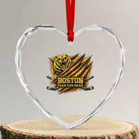 Boston Ice Hockey Heart Crystal Glass Ornament Retro Fear The Bear Funny Sarcastic Saying