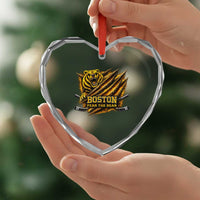 Boston Ice Hockey Heart Crystal Glass Ornament Retro Fear The Bear Funny Sarcastic Saying