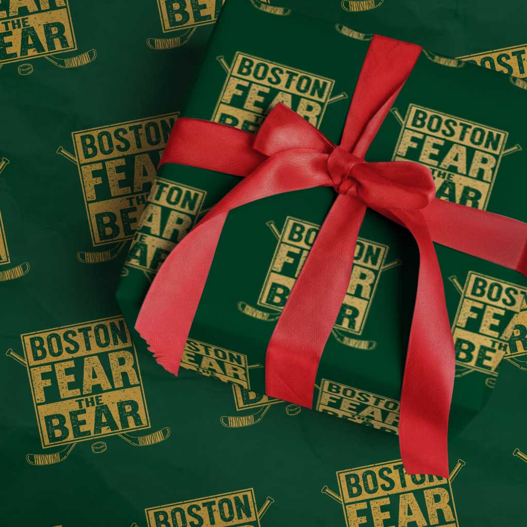 Boston Ice Hockey Wrapping Paper Roll Fear The Bear