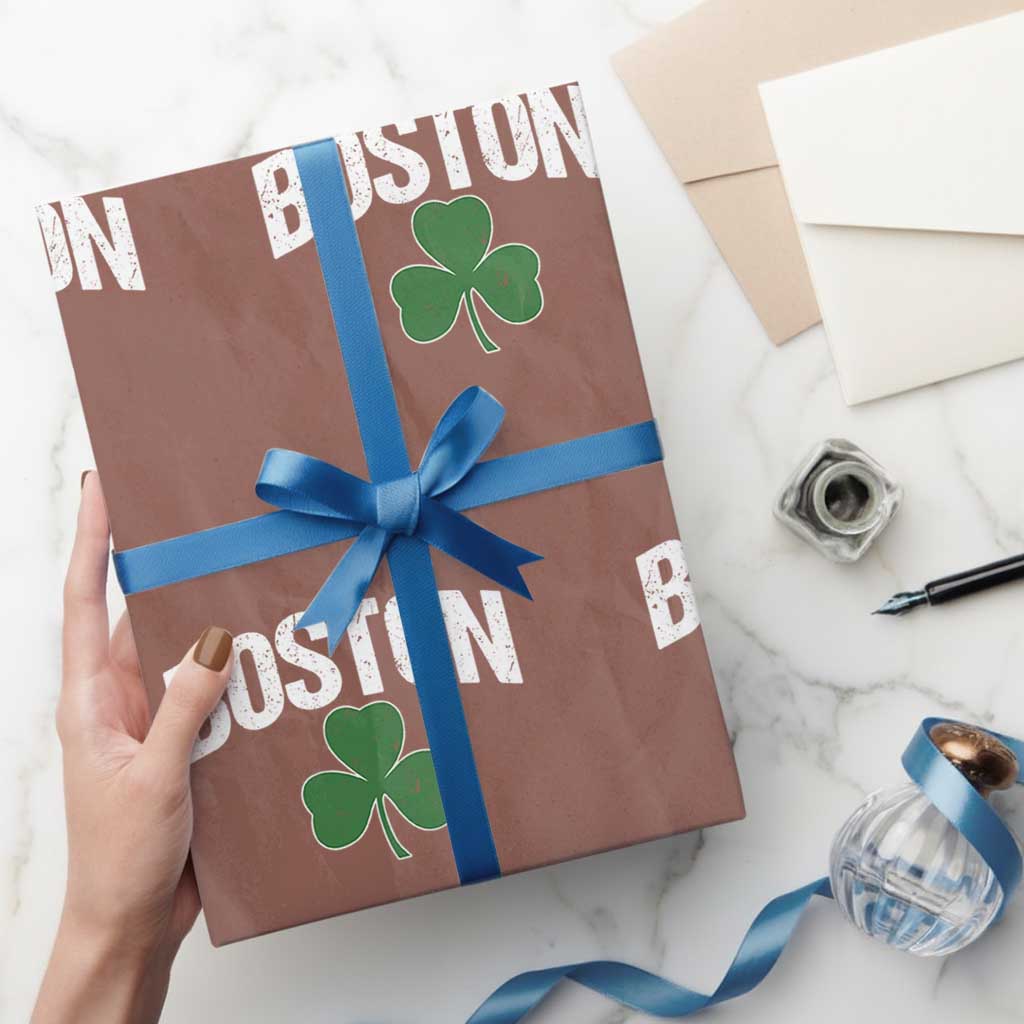 Boston Wrapping Paper Roll St Patricks Day Irish Green Shamrock Massachusetts