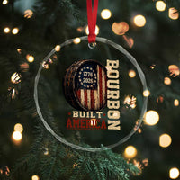Bourbon Built America Vintage Distressed Graphic Crystal Glass Ornament American Flag Whiskey Barrel 1776 to 2026 Semiquincentennial Patriotic