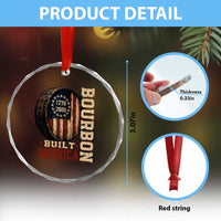 Bourbon Built America Vintage Distressed Graphic Crystal Glass Ornament American Flag Whiskey Barrel 1776 to 2026 Semiquincentennial Patriotic