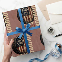 Bourbon Built America Vintage Distressed Graphic Wrapping Paper Roll American Flag Whiskey Barrel 1776 to 2026 Semiquincentennial Patriotic