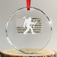 Bow Hunting Archer Bigfoot Crystal Glass Ornament Sasquatch Camo US Flag Hunter Dad