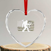 Bow Hunting Archer Bigfoot Heart Crystal Glass Ornament Sasquatch Camo US Flag Hunter Dad