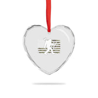 Bow Hunting Archer Bigfoot Heart Crystal Glass Ornament Sasquatch Camo US Flag Hunter Dad