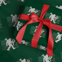 Bow Hunting Archer Bigfoot Wrapping Paper Roll Sasquatch Camo US Flag Hunter Dad