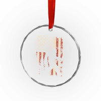 Bow Hunting Bigfoot America Flag Crystal Glass Ornament Patriotic Sasquatch With Archer Hunter Dad