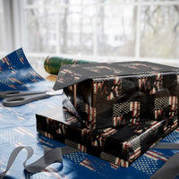 Bow Hunting Bigfoot America Flag Wrapping Paper Roll Patriotic Sasquatch With Archer Hunter Dad