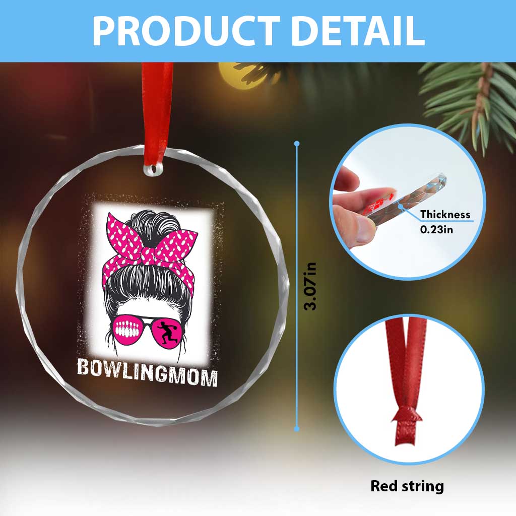 Bowling Mom Life Crystal Glass Ornament Funny Bowler Gift - Wonder Print Shop