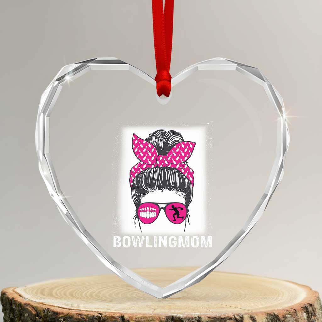Bowling Mom Life Heart Crystal Glass Ornament Funny Bowler Gift - Wonder Print Shop