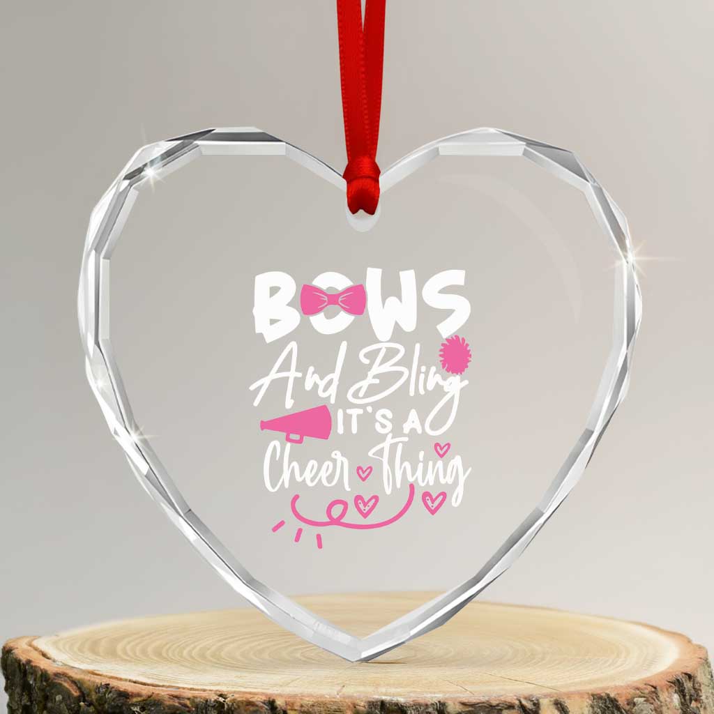 Bows And Bling Its A Cheer Thing Heart Crystal Glass Ornament Cheerleading Gift - Wonder Print Shop