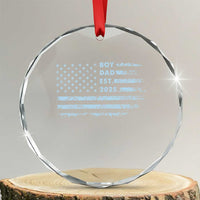 Boy Dad Est 2025 Crystal Glass Ornament American Flag First Fathers Day TS10
